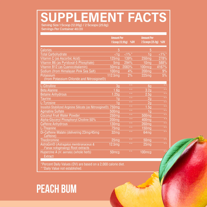 Raw Nutrition x CBum Thavage Pre-Workout Peach Bum 40 Servings