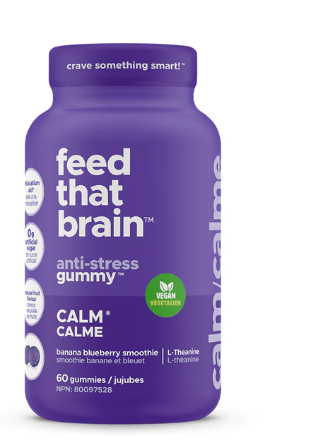 Feed That Brain Calm Vegan Gummy - 60 Gummies - Banana Blueberry Smoothie Flavour