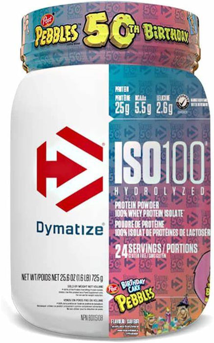 Dymatize ISO100 Hydrolyzed Protein Powder - Pebbles Birthday Cake 1.3lbs