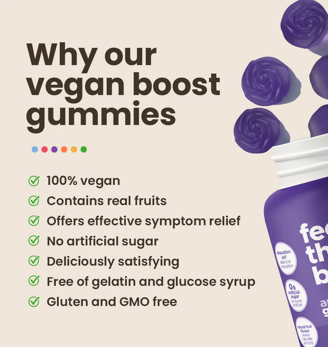 Feed That Brain Calm Vegan Gummy - 60 Gummies - Banana Blueberry Smoothie Flavour