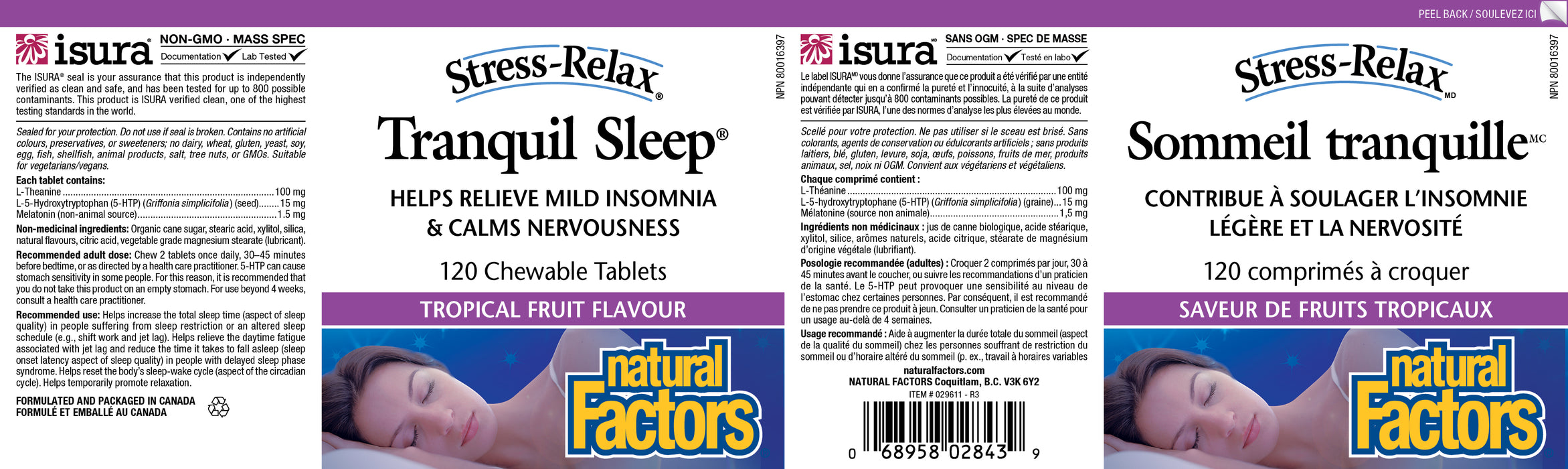 Natural Factors Stress-Relax Tranquil Sleep 120 Chewable Tablets
