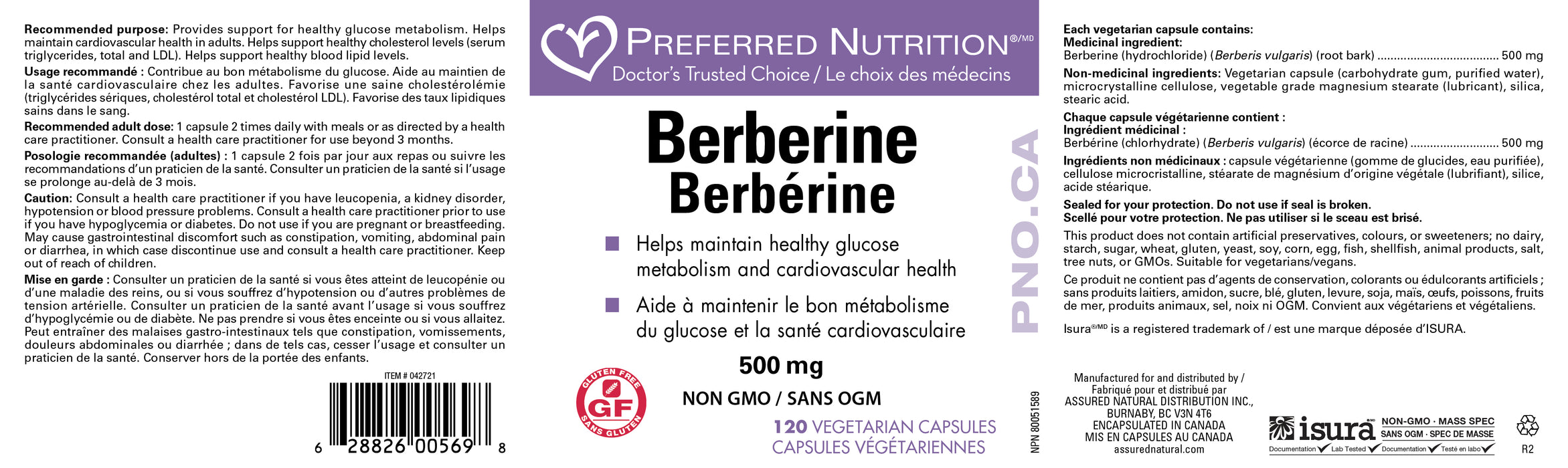 Preferred Nutrition Berberine 120 Veg Capsules