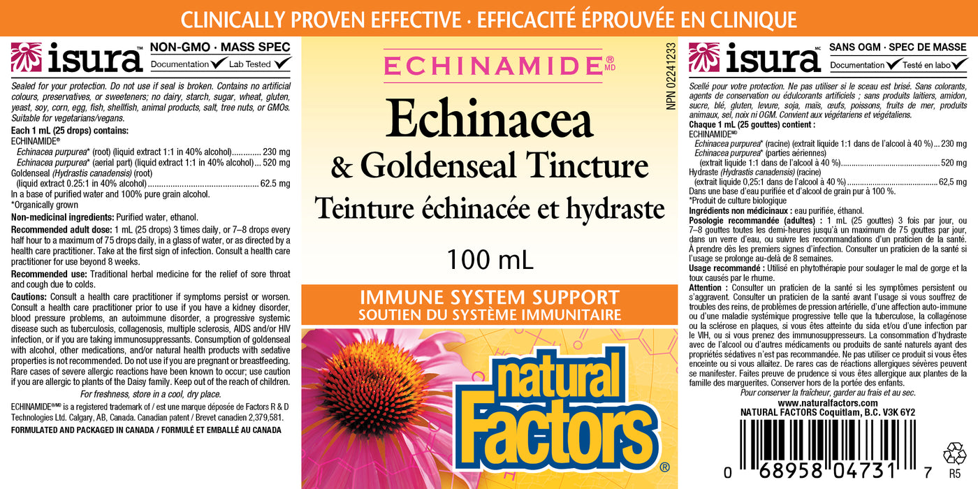 Natural Factors Echinamide Echinacea & Goldenseal Tincture 100mL