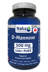 Naka Platinum D-Mannose 500mg 120 Vegetable Capsules