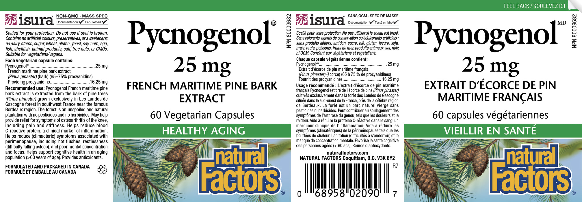 Natural Factors Pycnogenol 25mg 60 Veg Capsules