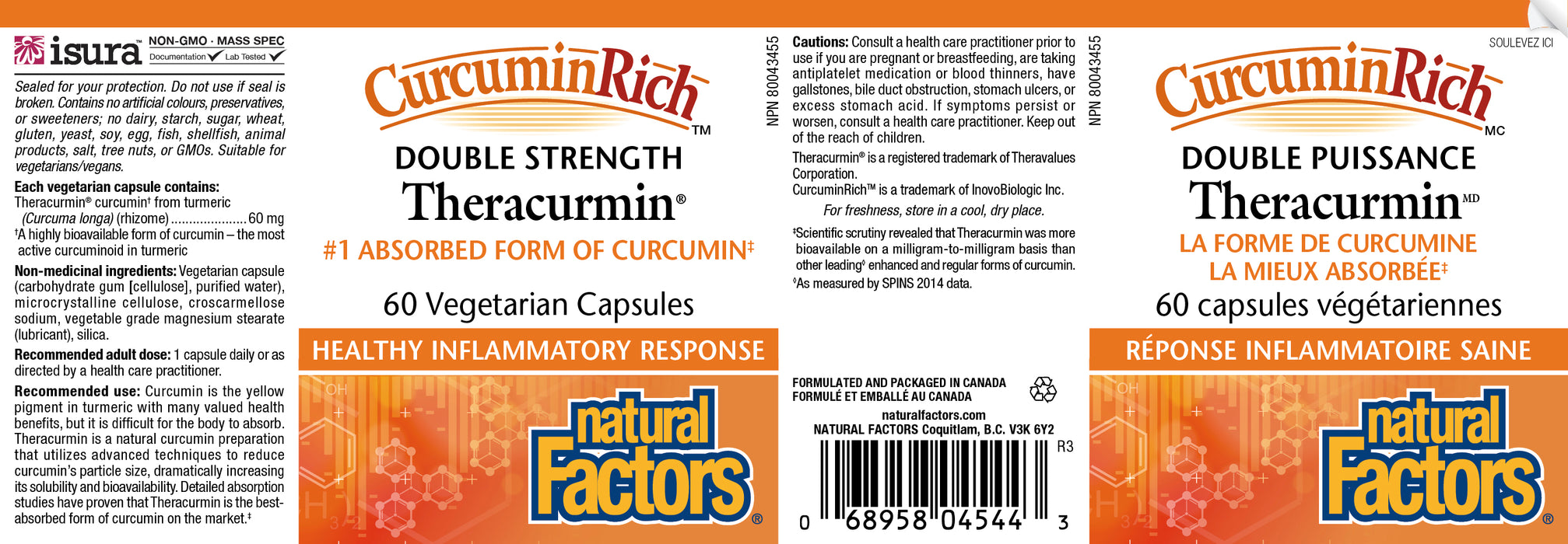 Natural Factors CurcuminRich Theracurmin Double Strength 60 Veg Capsules