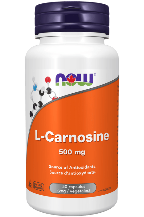 NOW Supplements L-Carnosine 500mg 50 Vegetable Capsules