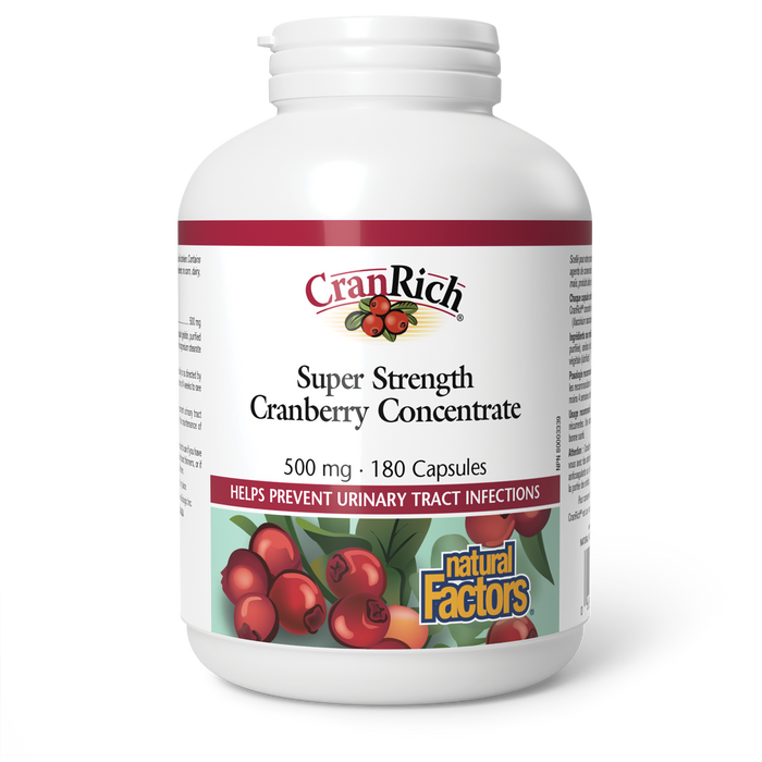 Natural Factors CranRich Super Strength Cranberry Concentrate 500 mg 180 Gelatin Capsules