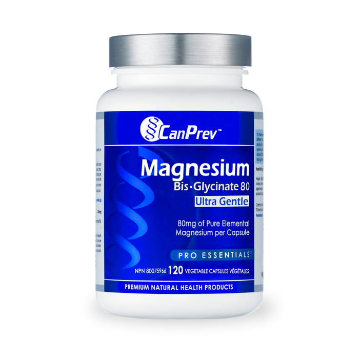 CanPrev Magnesium Bis-Glycinate 80 Ultra Gentle 120 Veg Capsules