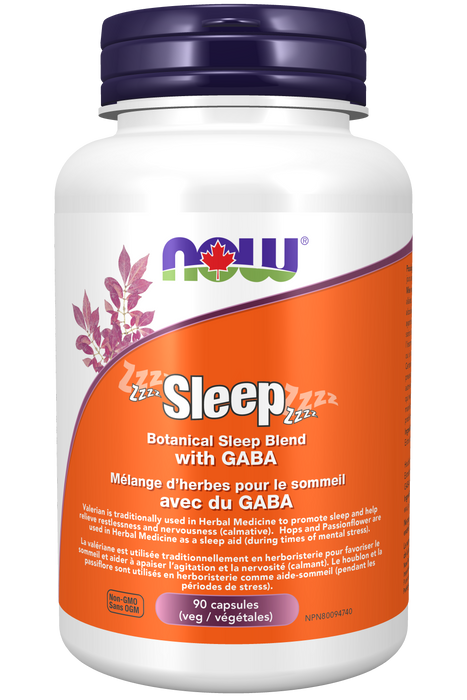 NOW Supplements Sleep - Botanical Sleep Blend with GABA 90 Vegetable Capsules