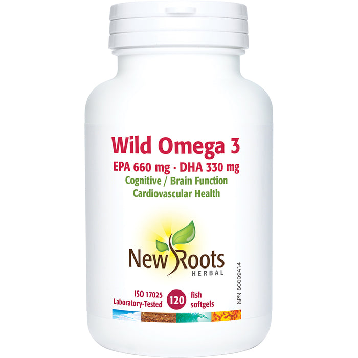 New Roots Wild Omega 3 EPA 660mg DHA 330mg 120 Gelatin Softgels