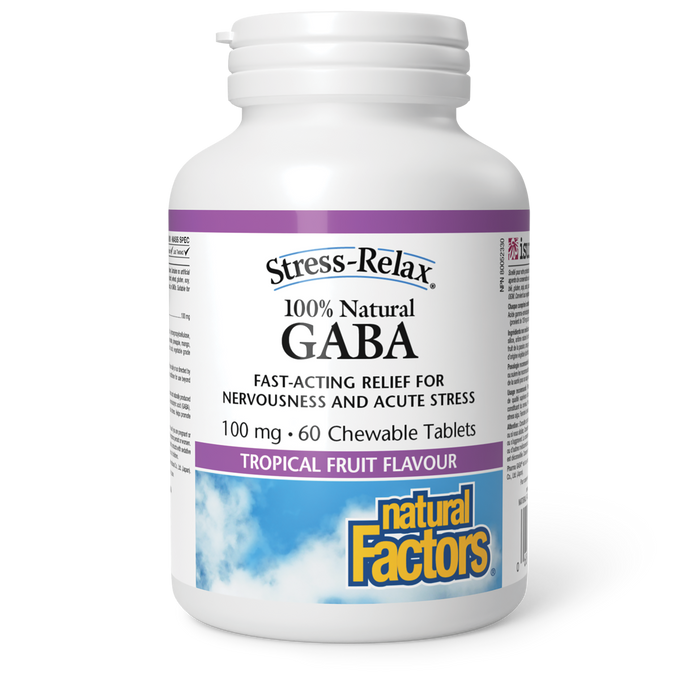 Natural Factors Stress-Relax 100% Natural GABA 100 mg - Tropical Fruit