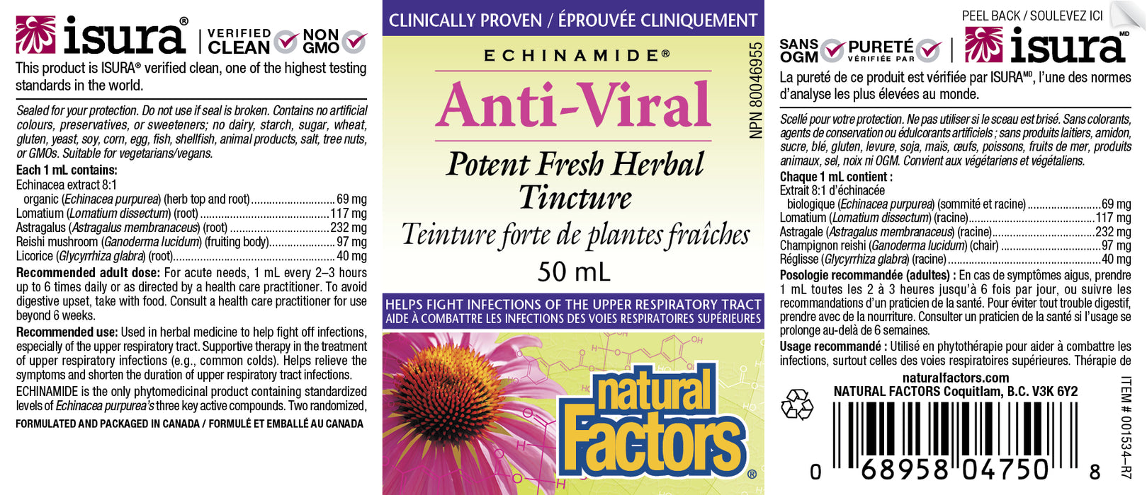 Natural Factors Echinamide Anti-Viral Potent Fresh Herbal Tincture 50ml
