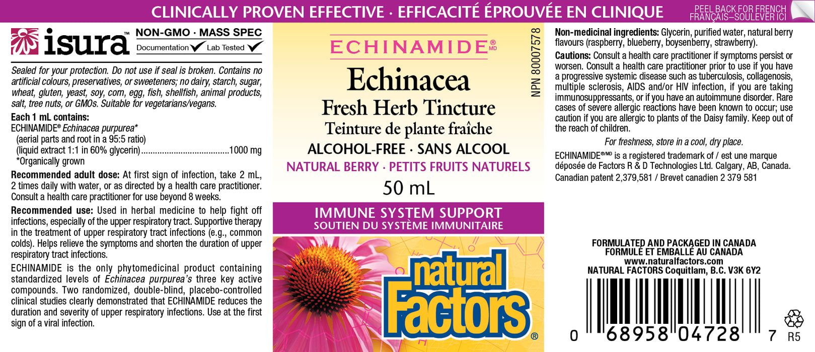 Natural Factors Echinamide Echinacea Fresh Herb Tincture - Natural Berry 50mL