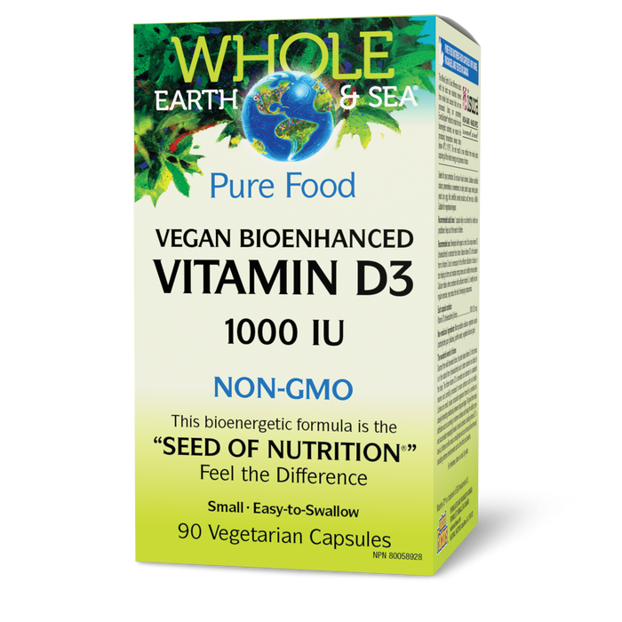 Whole Earth & Sea Vegan Bioenhanced Vitamin D3 1000iu 90 Veg Capsules